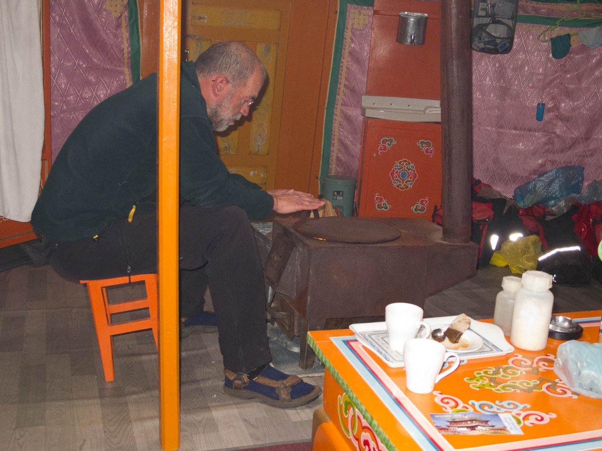 Inside a ger at a Hujirt ger camp