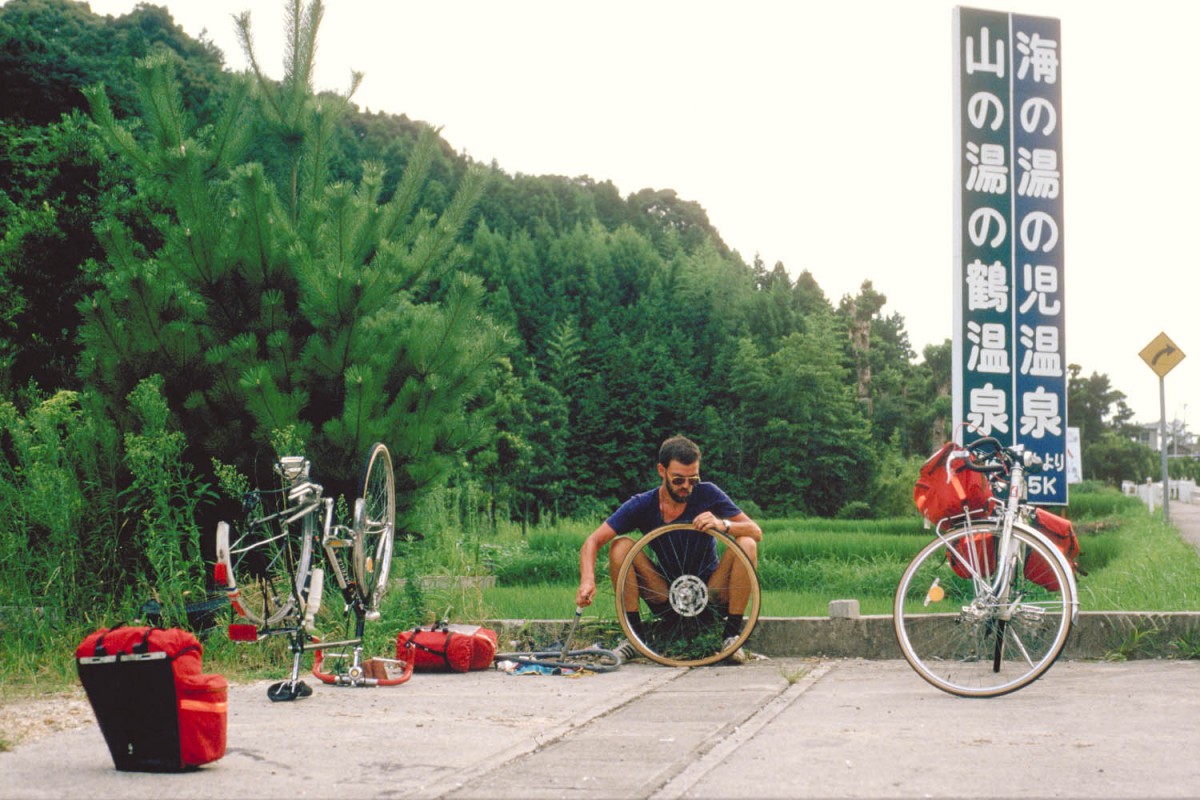 repairing a flat tyre