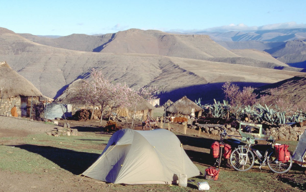 camping at a Lesotho village