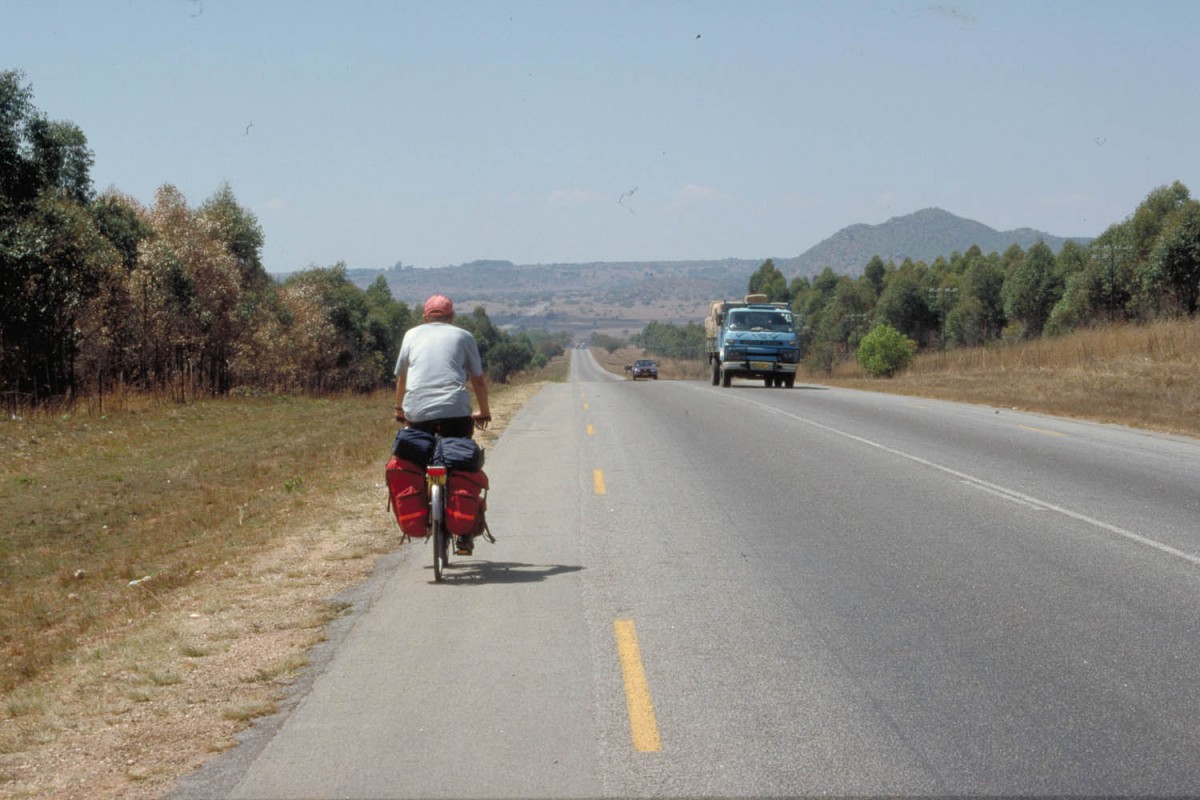 typical highway in Zimbabwe, few cars, good tar