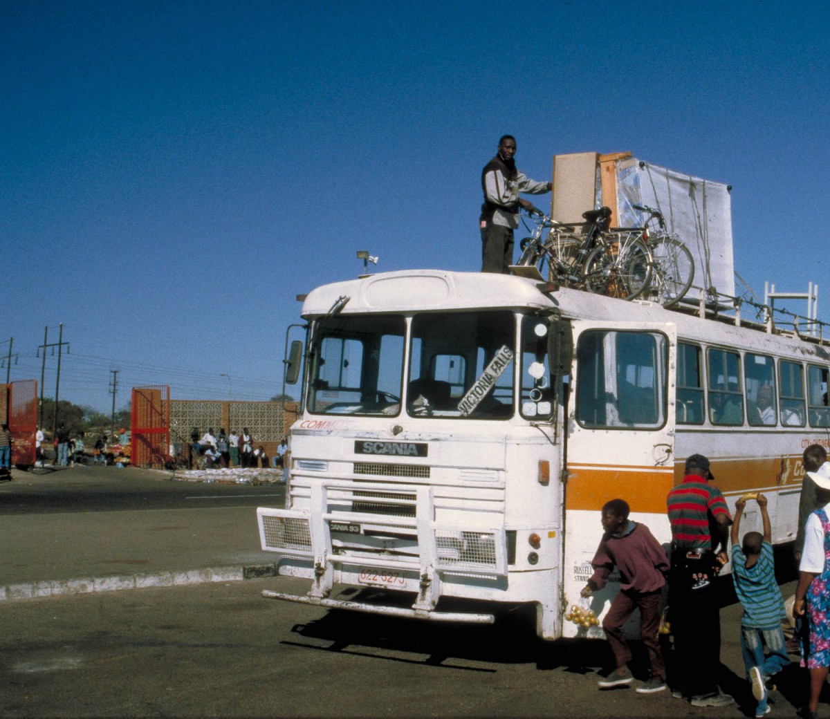 bicycles on top of the bus