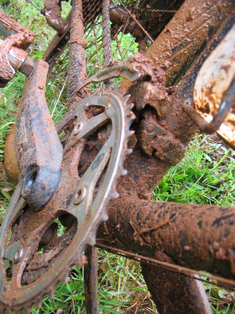 mud, mud, mud after a shower on the dirt road